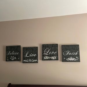 Believe, live, love, Faith canvas box signs